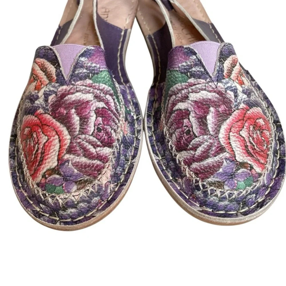Anuschka Floral Slingback Flats‎ Shoes Size 37,38/ 6.5-7.5